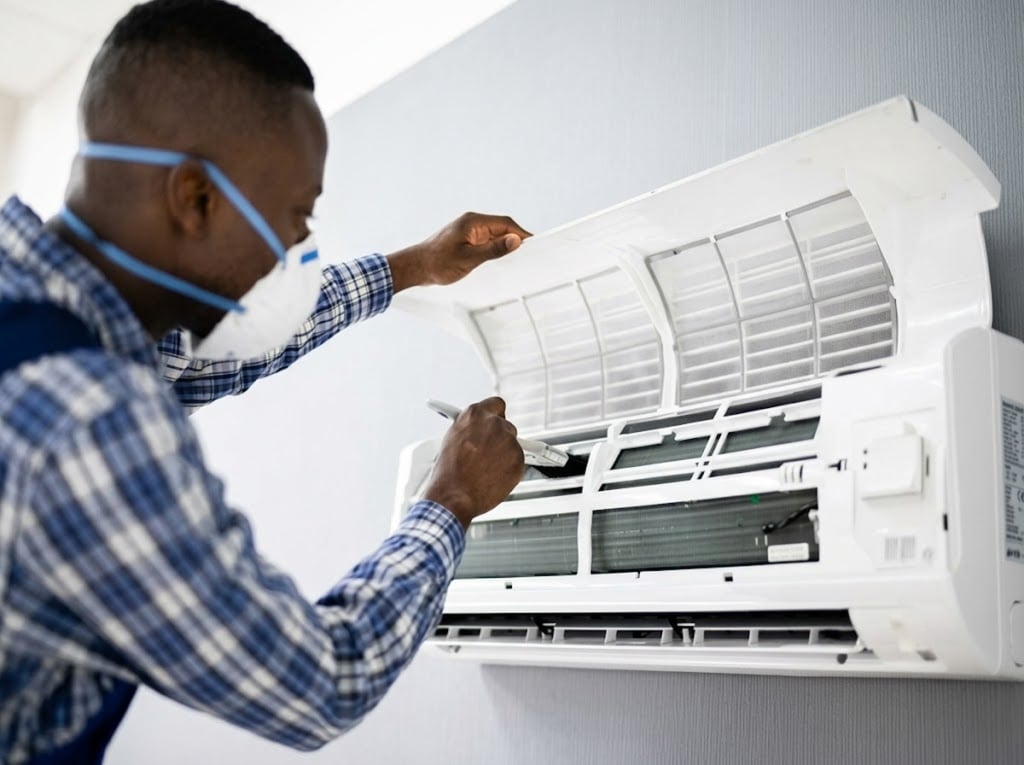 Homeowner choosing an AC repair service in Clermont