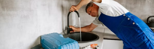 Plumber inspecting residential plumbing for leaks in Bellevue