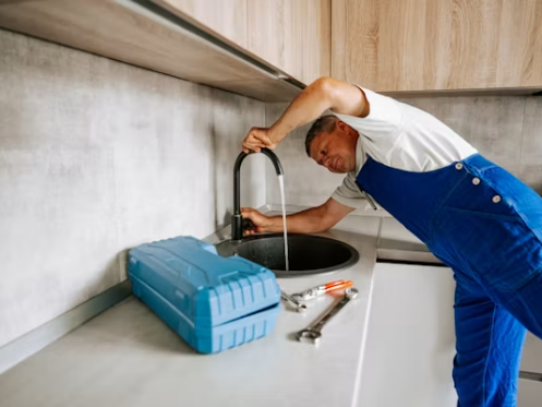 Plumber inspecting residential plumbing for leaks in Bellevue