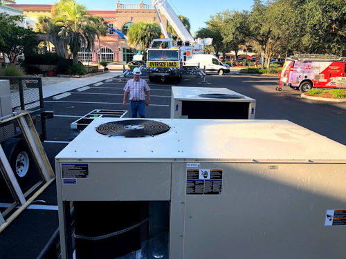 Gas Heating Electric Cooling Unit in Parking Lot