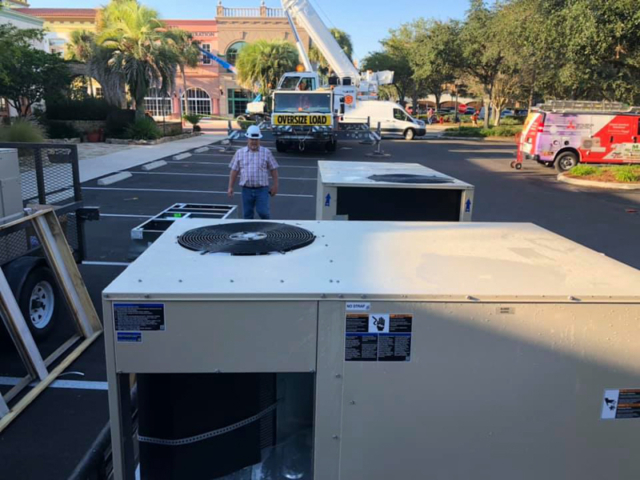 Gas Heating Electric Cooling Unit in Parking Lot